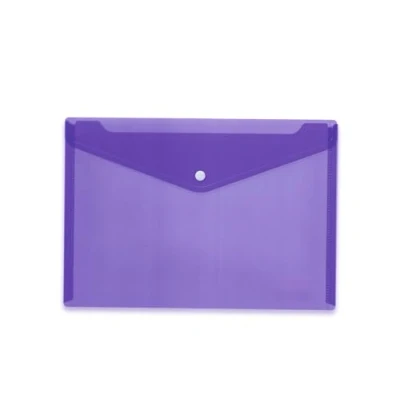 Imagen de HERMA 20078 Portadocumentos A4, transparente, violeta, morado, pequeño sobre con botón de presión, plástico para escuela, universidad, oficina, viajes
