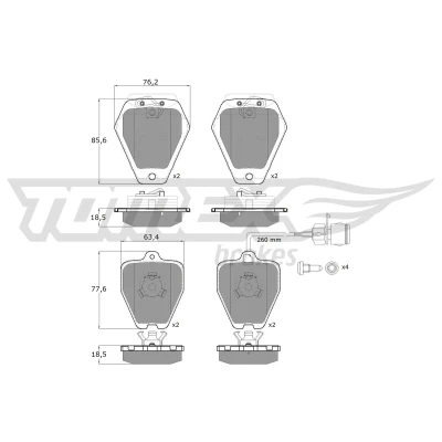 Imagen de TOMEX brakes TX 12 26 Juego de pastillas freno AUDI: A8 D2, A6 C4 Berlina, 100 Berlina