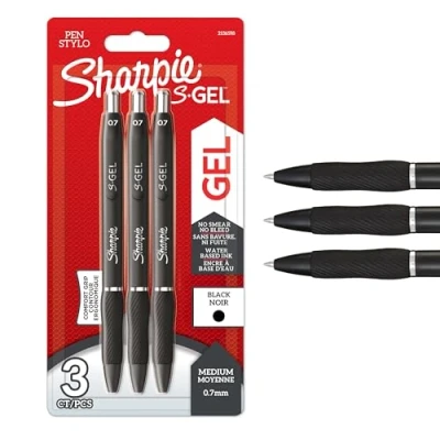 Imagen de Sharpie S gel Bolígrafos de Punta mediana (0,7 mm) Tinta negra 3 unidades