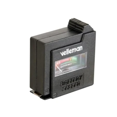 Imagen de Velleman Comprobador de pilas, analógico, para pilas estándar (AAA, AA, C, D, E block 9 V) y botón, compacto, portátil