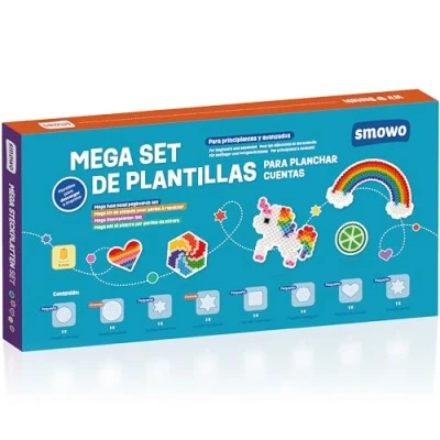 Imagen de Smowo® 8 Plantillas de Perlas Plancha en Muchas Formas Juego Placas enchufables Redondo, Estrella, Cuadrado, Hexagonal, corazón, Flor Cuentas para Planchar
