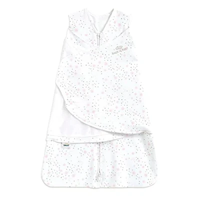 Imagen de HALO Sleepsack Arrullo para recién Nacido de 1,5 togs Dormir, Manta Envolver al bebé 100% algodón, Unisex, Color Rosa con Lunas, 3 a 6 Meses