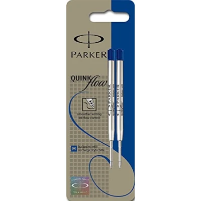 Imagen de Parker QuinkFlow Mina de repuesto para bolígrafo (ancho trazo mediano, tinta negra, pack 2), color azul 2 unidad