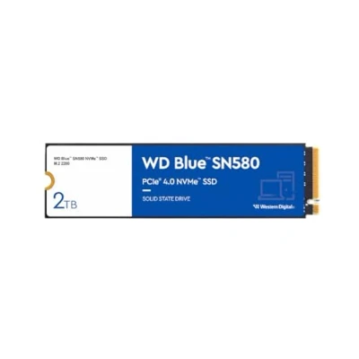 Imagen de WD Blue SN580 2TB, M.2 NVMe SSD, PCIe Gen4 x4, con hasta 4.150 MB/s de velocidad lectura.