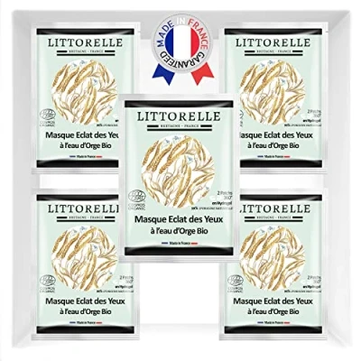 Imagen de Littorelle Mascarilla Ojos Brillantes Certificada Ecológica Parche para 360 Anti Ojeras, Hinchazón, Edad Hidrata, Alisa Fabricada en Francia 99% Origen Natural 5 Unidades