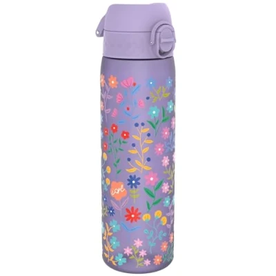Imagen de Ion8 Botella Agua, 500ml, a Prueba de Fugas, Fácil Abrir, Cerradura Segura, Apta para Lavavajillas, Sin BPA, Asa Transporte, Limpiar, Neutro en Carbono, Diseño Floral Delicado