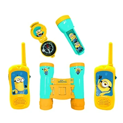 Imagen de Lexibook Mi Villano Favorito Set de Aventurero Completo para niños, Walkie Talkies, Binoculares, Linterna, Brújula, Azul/Amarillo, RPTW12DES