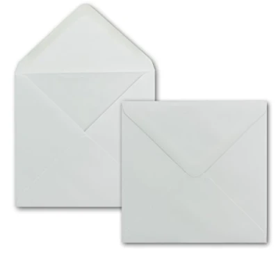 Imagen de 50x Sobre cuadrado 15 x cm Color: Blanco 100 g/m² Cola húmeda con solapa en punta Para ocasiones muy especiales