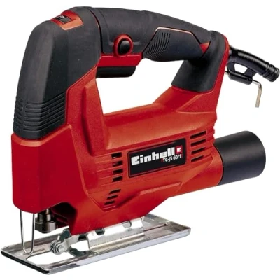 Imagen de Einhell Sierra de calar TC JS 60/1. Baja vibración, control electrónico velocidad, cambio hoja sin herramientas, suela para cortes inglete hasta 45 grados