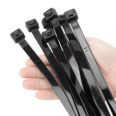 Imagen de XINGO bridas negras resistentes para cables, 100 unidades, 300 mm x 12 de largo con 114 kg resistencia a la tracción, grandes los rayos UV, extra largas uso en
