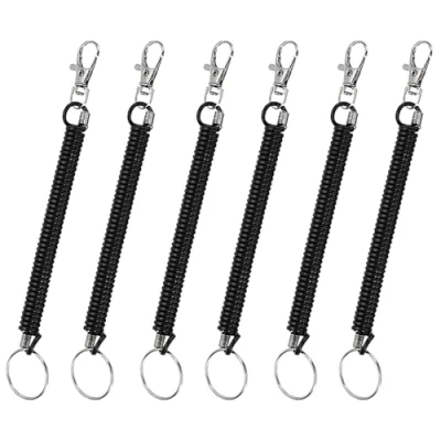 Imagen de TRKETK 6 Piezas Llavero con Resorte Cordones Retráctiles para Herramientas Espiral Elástico Cordón Antipérdida Llaves Billetera Teléfono Celular y Otros Artículos Importantes