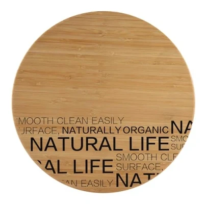 Imagen de Bergner Q2227 natural tabla de corte redonda, bambú, madera, 30x30x5 cm