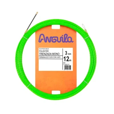 Imagen de Anguila Max 7.3300.012 Guía pasacables Especial Tubos Poliéster Trenzada Monofilamento 3mm 12 Metros y terminales Fijos con Lazo, Verde