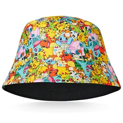 Imagen de Pokémon Gorra Niño, Gorras Beisbol Snapback, Gorro Pescador Niño Niña, Sombrero Playa, Bucket Hat, Gorros de para Niños Pikachu Merchandising Oficial (Multi Pescador)