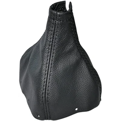 Imagen de AERZETIX C59835 Funda para palanca de cambios en piel genuina compatible con Renault Scenic 2 2003 a 2009 color: negro costuras negras caja manual