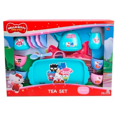 Imagen de Simba Hello Kitty Juego de té 16 Piezas, Tetera, 4 Tazas, platillos, azucarero, Jarra Leche, Bandeja, cucharas, a Partir 3 años (4006592090401)