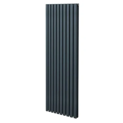 Imagen de Radiador de Columna Ovalada 1800mm x 600mm Vertical Gris Antracita Acero Montado en pared Kit fijación y soportes + Cepillo limpieza GRATIS Calefacción estufa calefactor