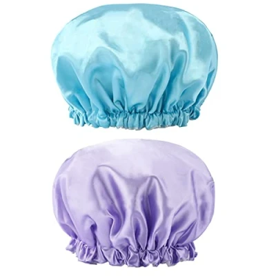 Imagen de G2PLUS 2 PCS Gorros de Ducha Impermeables Reutilizables Gorro Mujer Baño Elástico con Doble Capa para Mujeres, Hoteles,Spas Viaje