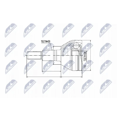 Imagen de NTY NPZ DW 006 Junta Homocinética Caja de cambios manual, Transmisión automática Eje delantero, izquierda, derecha CHEVROLET: Captiva