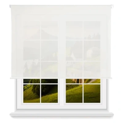 Imagen de Well Home Estor Enrollable Translúcido Liso Blanco Roto, 120 x 250cm (Ancho Largo)/Tamaño de la Tela 117 245cm