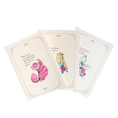 Imagen de Grupo Erik Pack cuadernos A5 Disney Alicia en el País de las Maravillas Bloc notas distintos diseños 3 Libretas Libreta Cuaderno pequeña Material escolar
