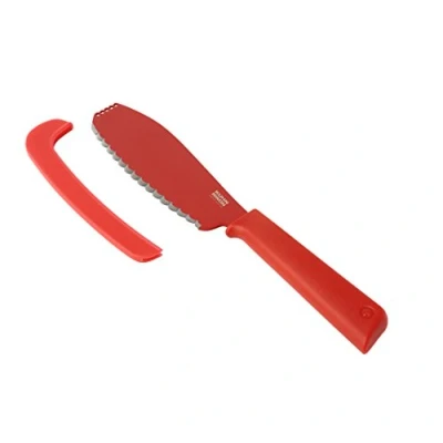 Imagen de KUHN RIKON, Cuchillo Sandwich de cocina antiadherente con funda seguridad Colori +, 26.5 cm, Rojo
