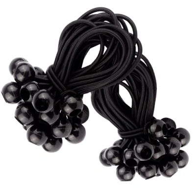 Imagen de Upgrade4cars 50 Tensores Elasticos con Bola Negro Cuerdas Elásticas de Goma Pequeño para Lonas, Remolques etc.