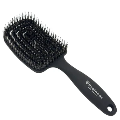 Imagen de Regincós Cepillo Yoga Flex Flexible Cerda Natural Antitirones Desenreda Cabello Seco y Mojado Negro