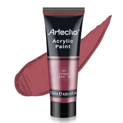 Imagen de Artecho Pinturas Acrilicas 120ml Carmesí, Impermeable y resistente a la luz, para Lienzos, Tela, Madera, Cristal, Piedras.