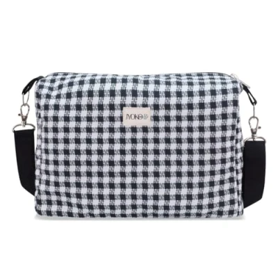 Imagen de JYOKO Kids Bolso para Cochecito 30 X 20 10 Cm + Ganchos De Anclaje Regulables Tira Asa Hombro Regulable, Múltiples Compartimentos Interiores, Base Rígida (Vichy)