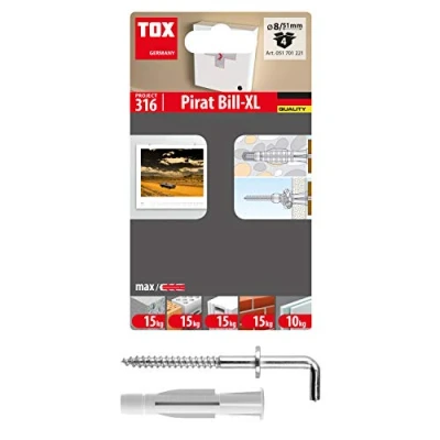 Imagen de TOX 051701221 Blíster de 4 tacos TRIKA 8x51 mm + gancho H D Forma 22