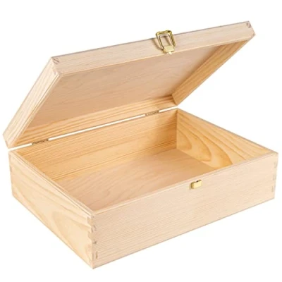 Imagen de Creative DECO A4 Caja Madera para Decorar 33,8 x 24,8 10 cm (+/ 1 cm) con Tapa y Cerradura Documentos Decoración Papeles Cartas Almacenaje Decoupage Herramientas Objetos de Valor Juguetes