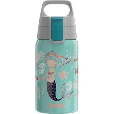 Imagen de Sigg Shield One Cantimplora infantil (0.5 L), botella de acero inoxidable con tapón hermético, para niños usar una mano