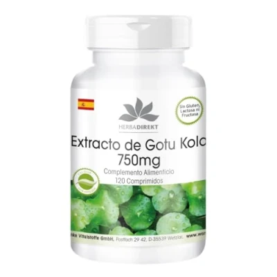 Imagen de Gotu Kola 750mg Extracto altamente dosificado Con zinc y vitamina C Vegano 120 comprimidos HERBADIREKT by Warnke Vitalstoffe Calidad de farmacia alemana
