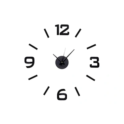 Imagen de MPM Quality DIY Black Wall Clock Reloj de Pared 3D para Manualidades, diseño Moderno, Material EVA, decoración Sala Estar, habitación Infantil (Negro)