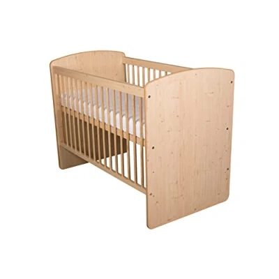 Imagen de KMbaby Cuna K2 Madera Natural 120 x 60 cm con Colchón y Somier 3 Niveles Regulable En Altura De Pino MDF