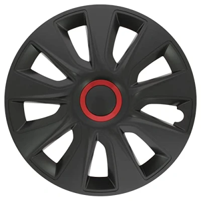 Imagen de Juego de 4 Tapacubos 14 Pulgadas Diseño Nebraska Nuts Chrome Silver, Acabados en Cromado y Negro ABS Resistente a Fuertes Impactos, Duradero Fiable con Anillo sujeción Ajustable