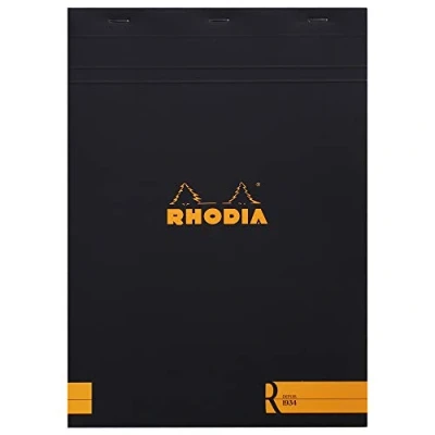 Imagen de Rhodia 182012C Bloc de notas (DIN A4, a rayas, 21 x 29,7 cm, 70 hojas), color negro