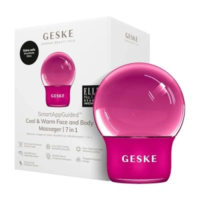 Imagen de GESKE SmartAppGuided™ Cool &amp; Warm Face Body Massager 7 in 1 Masajeador multifuncional Cara y cuerpo Enfriamiento calentamiento sin batería Reafirma relaja la piel Diseño globular