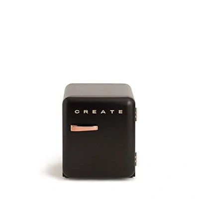 Imagen de CREATE / RETRO FRIDGE 50 ROSE GOLD/Frigorífico negro maneta oro rosado 85W, minibar, un estante, diseño retro, cm, dos repisas, capacidad de 48L, bajo consumo, 50x44x49,8 cm