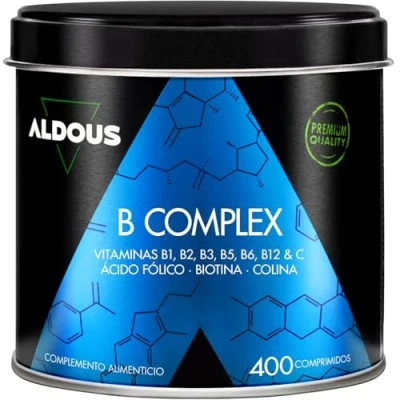 Imagen de Vitamina B Complex + C 400 Comprimidos Más de 1 Año Multivitaminas Complejo Vitamínico Completo B12, B1, B2, B3, B5, B6, Ácido Fólico, Biotina, Colina Vegano ALDOUS