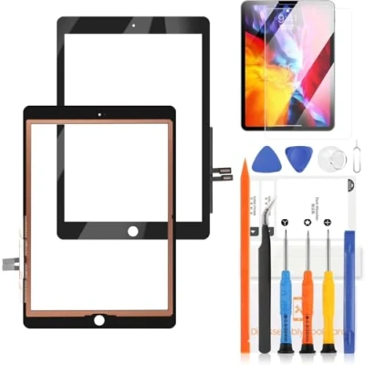 Imagen de LADYSON pantalla táctil digitalizador para iPad 2018 9.7 A1893 A1954 6th Gen reemplazo kit de reparación sin botón inicio (no LCD) (negra)