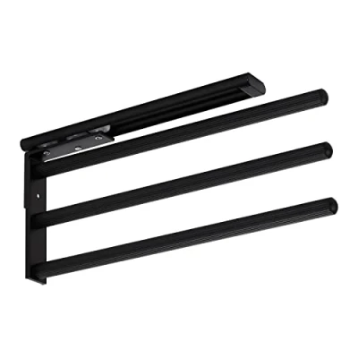 Imagen de SOTECH Toallero de aluminio TED 3 brazos negro mate (325 487 mm, extensible, giratorio) telescópico para toallas grandes