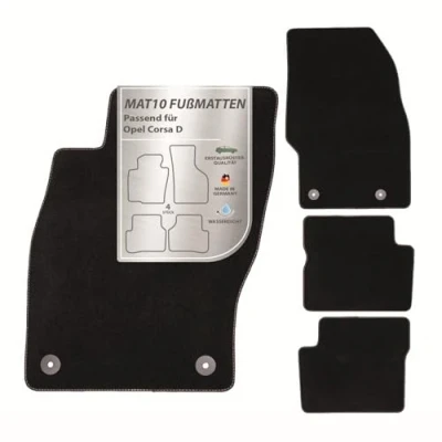 Imagen de MAT10 Silver Line: Alfombrillas para Opel Corsa D año de construcción 2006 10 2014 12, Terciopelo, 4 Piezas, Color Negro, Ajuste garantizado