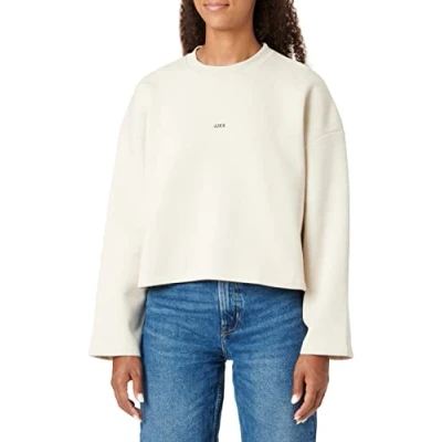 Imagen de JJXX Jxabbie LS Wide Every Brush Crew Sn Sudadera, Moonbeam/Print:Black Logo, XL para Mujer