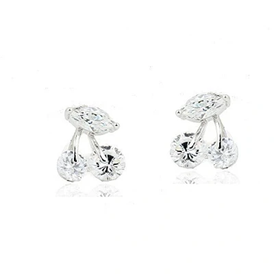 Imagen de Crystalline Azuria 18ct Chapado en Oro Blanco Cereza Cristales de Zirconia Mujer Pendientes tuerca para y Niña