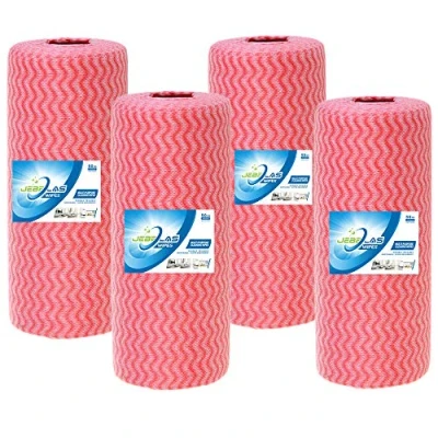 Imagen de JEBBLAS Reusable Cleaning Wipe, Household &amp;Kitchen Towels,Disposable Cloth, Dish Cloth Towels Rags Kitchen Paper Towels, Wash 50 Count/Roll 4 Rolls One Set Red