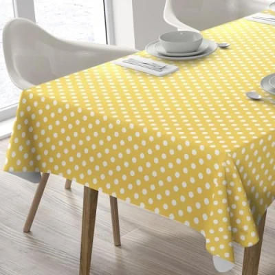 Imagen de Mantel de hule, rectangular 140 x 180cm Lunares (Amarillo)