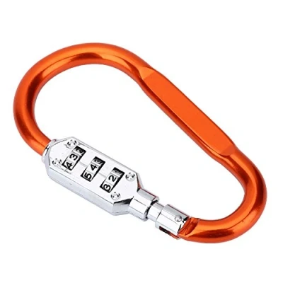 Imagen de Mini Candado de Código Combinación 3 Dígitos Forma Mosquetón Anillo D (Color : Naranja)