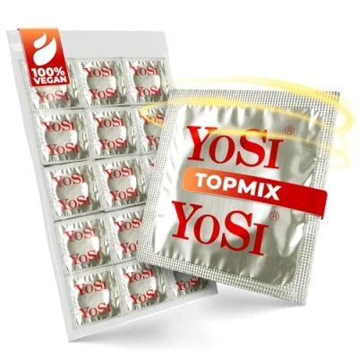 Imagen de 100 Preservativos marca YOSI Topmix mixtos (20x Ribbed / 20x Ultra Thin Banana Strawberry Grape)